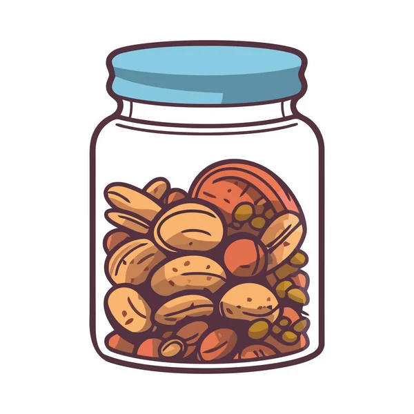 Fresh Organic Nuts Jar Illustration Icon Isolated — Stock Vector