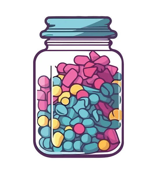 Sweet Candies Jar Icon Isolated Design — Stock Vector