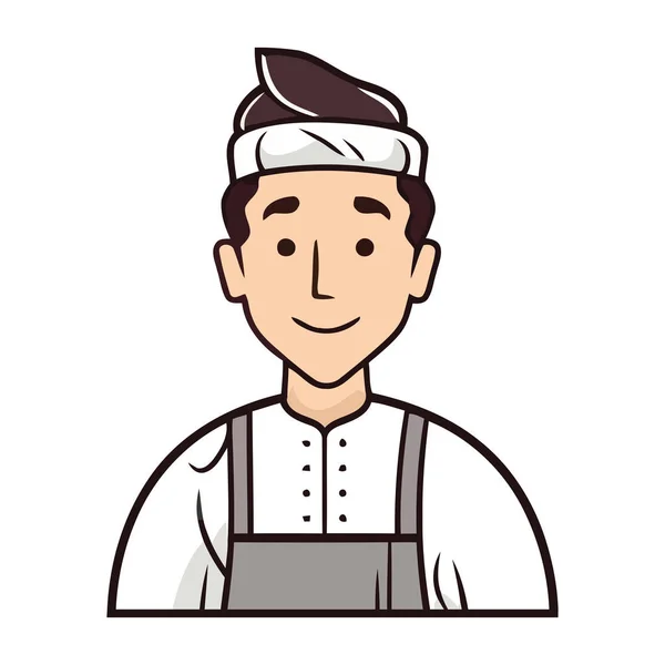 Chef Sorrindo Uniforme Cozinhar Ícone Bonito Isolado — Vetor de Stock