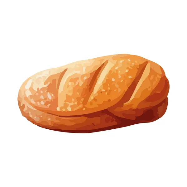 新鲜烘焙的面包 一个健康的膳食图标孤立 — 图库矢量图片