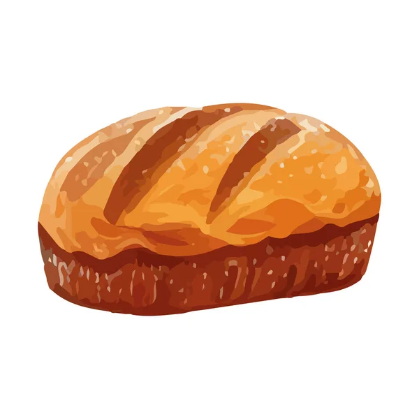 Nybakat Bröd Gourmet Snack Ikon Isolerad — Stock vektor