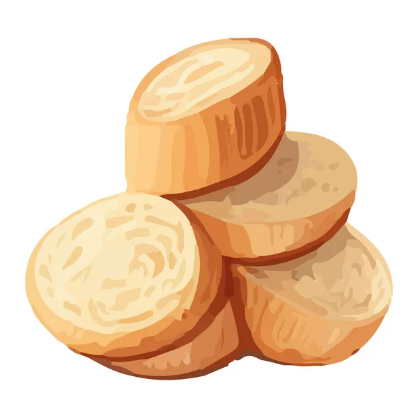 Biscuits Fraîchement Cuits Empilés Sur Icône Comptoir Cuisine Isolé — Image vectorielle