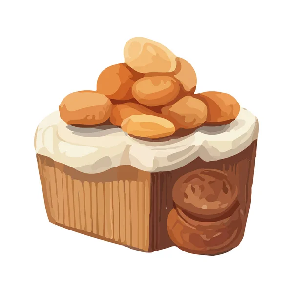 新鲜的有机面包 甜甜的 美味的图标隔离 — 图库矢量图片