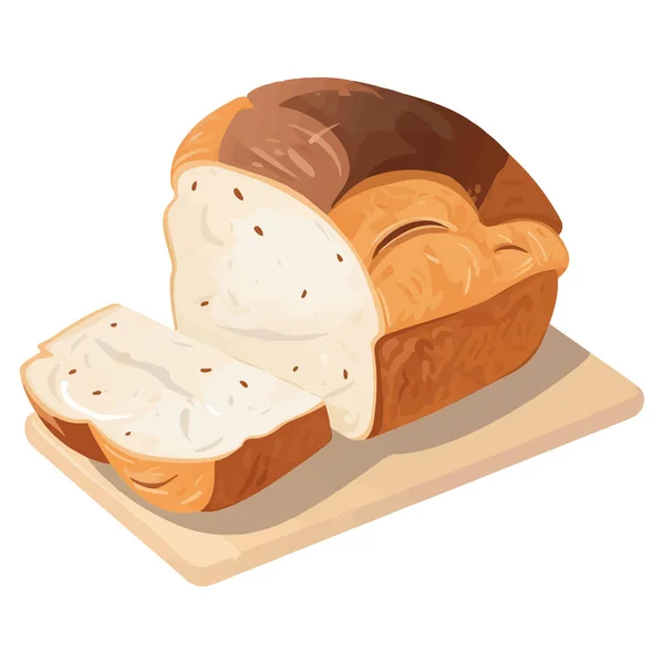 Nybakat Bröd Till Efterrättsikonen Isolerad — Stock vektor