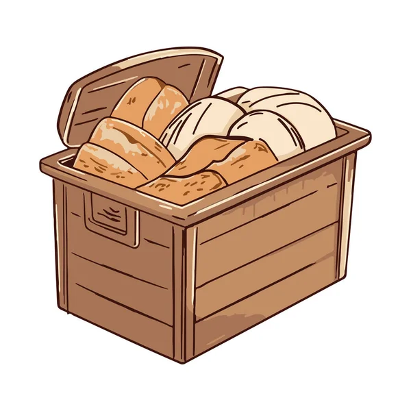 Домашній Запечений Хліб Дерев Яній Кошик Значок Ізольований — стоковий вектор