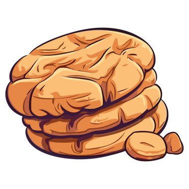 Taze kurabiye yığını, sağlıklı yemek sembolü izole edilmiş.