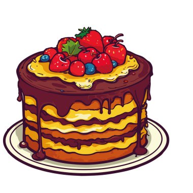 Çilek süsleme ikonu izole edilmiş tatlı bir dilim cheesecake.