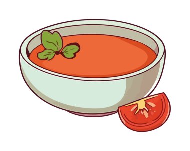 Bir gurme kasesinde taze sebze çorbası izole edilmiş.