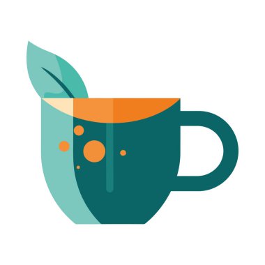 Organik kahve kupası, tazelik ve doğa ikonu izole edilmiş.