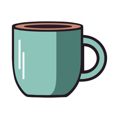 İzole edilmiş şirin bir kupa ikonunda taze demlenmiş çay.