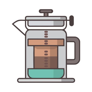 Fransız kahvesi pressicon, düz arkaplan tasarımlı.