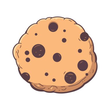 Çikolata ikonuyla pişirilmiş şirin çizgi film kurabiye ikonu.