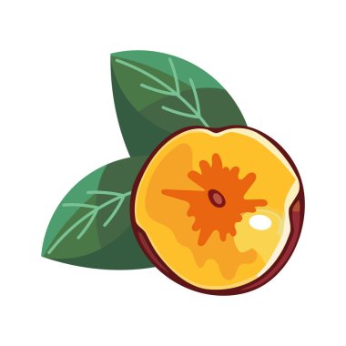 Sulu meyve dilimi, sağlıklı yeme ikonunun sembolü izole edilmiş.