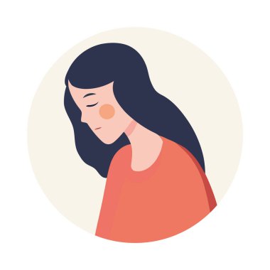 İzole edilmiş şirin kadın simgesinin düz vektör çizimi