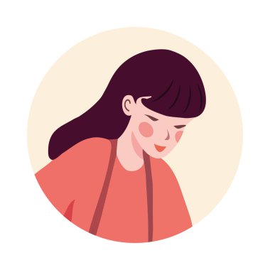 İzole edilmiş kadın simgesinin sevimli çizgi film avatarları