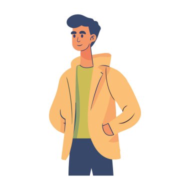 Sarı ceketli genç adam izole edilmiş.