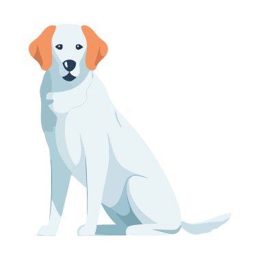 Şirin köpek yavrusu oturuyor, izole edilmiş bir ikon gibi görünüyor.