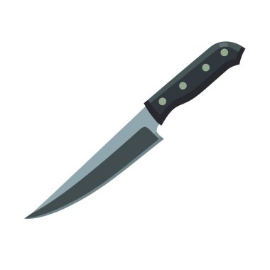 Keskin çelik bıçak, metal simge sapı izole