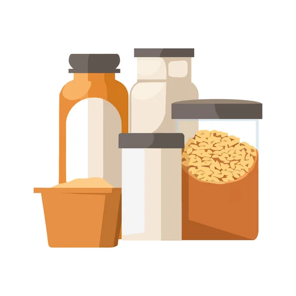 Organic Herb Jar Fresh Seeds Healthy Eating Icon Isolated — Stock Vector