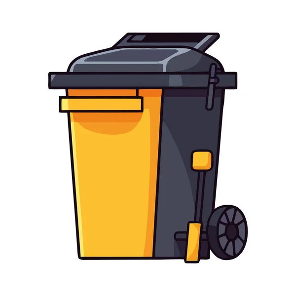 Garbage Can Full Wheels Icon Isolated — Stock Vector