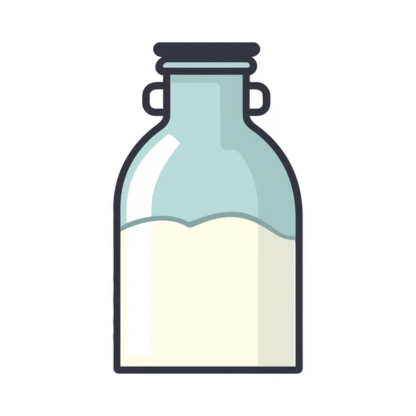Färsk Ekologisk Mjölk Glasflaska Ikon Isolerad — Stock vektor