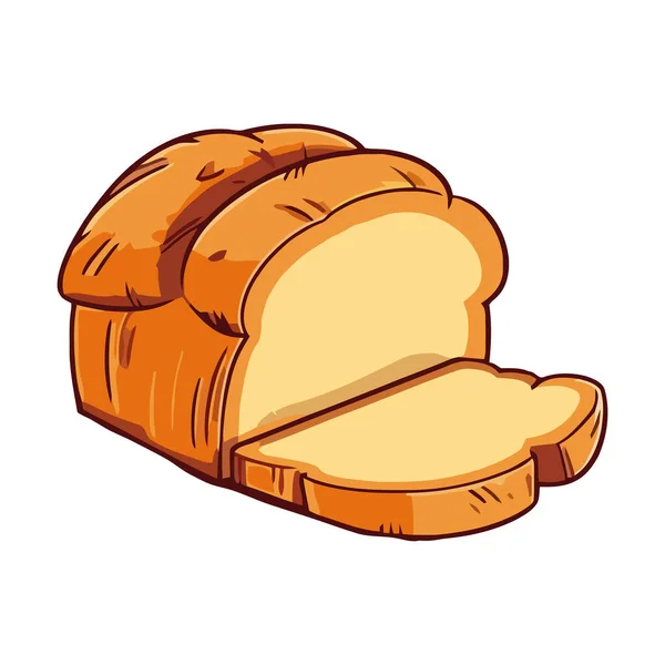 Nybakat Bröd Vit Bakgrund Ikon Isolerad — Stock vektor