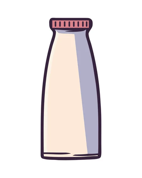 Friska Mjölk Glasflaska Med Etikett Ikon Isolerad — Stock vektor