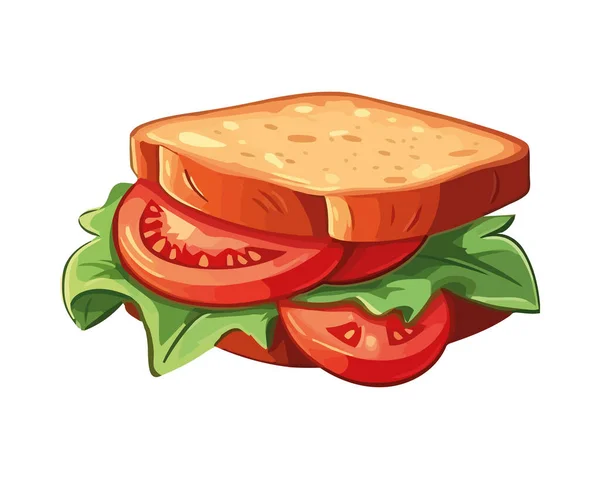 Sandwich Frais Avec Icône Tomate Laitue Isolé — Image vectorielle