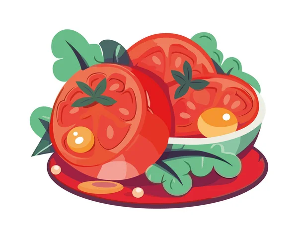 Tomate Orgánico Fresco Icono Comida Vegetariana Saludable Aislado — Archivo Imágenes Vectoriales