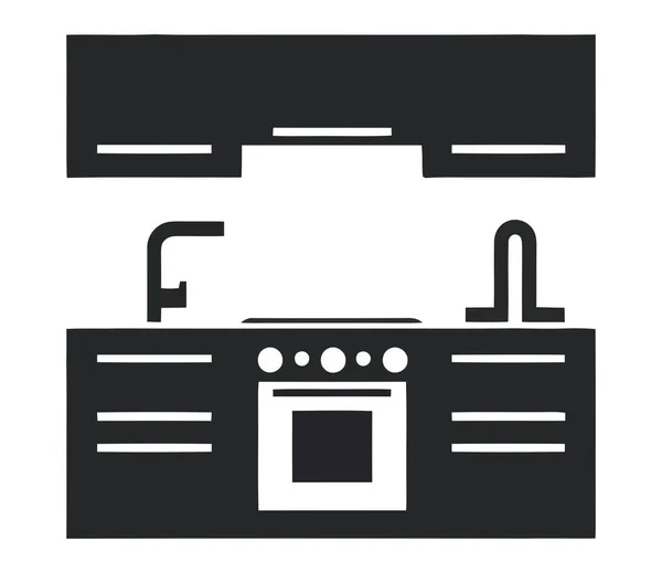 Σύγχρονη Κουζίνα Συμβολίζουν Εγχώρια Εικόνα Απλότητα Απομονωμένη — Διανυσματικό Αρχείο