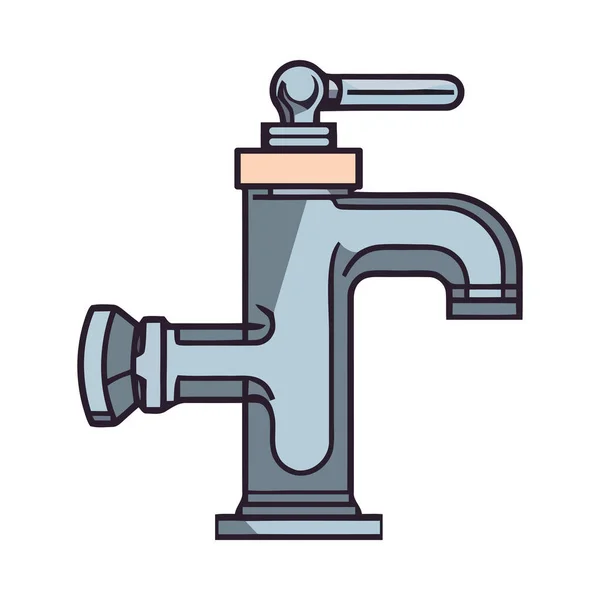 Glänzendes Metall Wasserhahn Tropfen Wasser Auf Spüle Symbol Isoliert — Stockvektor