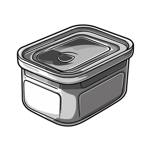 Caixote Metálico Para Ícone Embalagem Sopa Frutos Mar Isolado —  Vetores de Stock
