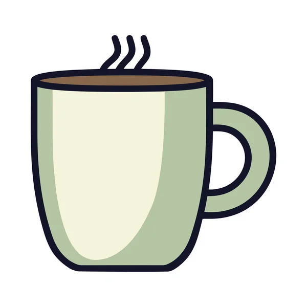 Warme Koffie Een Mok Met Stoompictogram Geïsoleerd — Stockvector