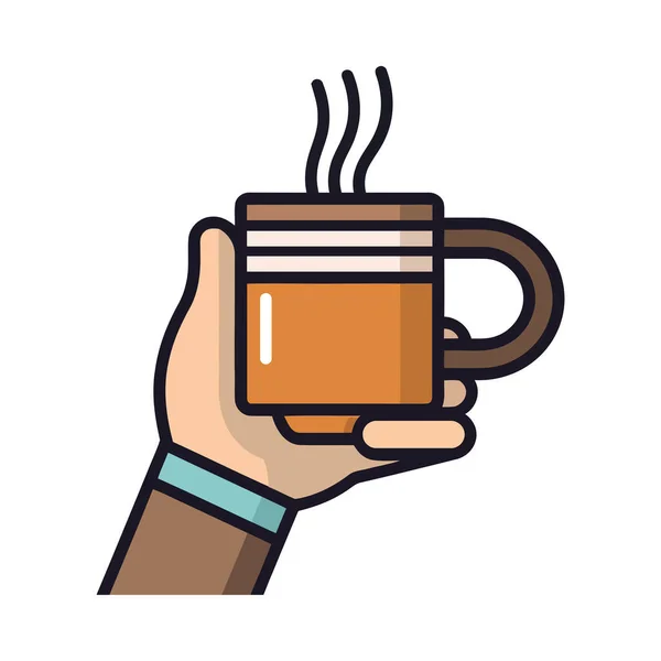 Hånd Holder Krus Skummende Cappuccino Drikke Ikon Isoleret – Stock-vektor