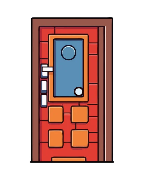 现代钢门与安全锁柄图标隔离 — 图库矢量图片