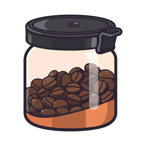 有機コーヒー豆を瓶に入れ 新鮮でグルメなアイコンを隔離 — ストックベクタ