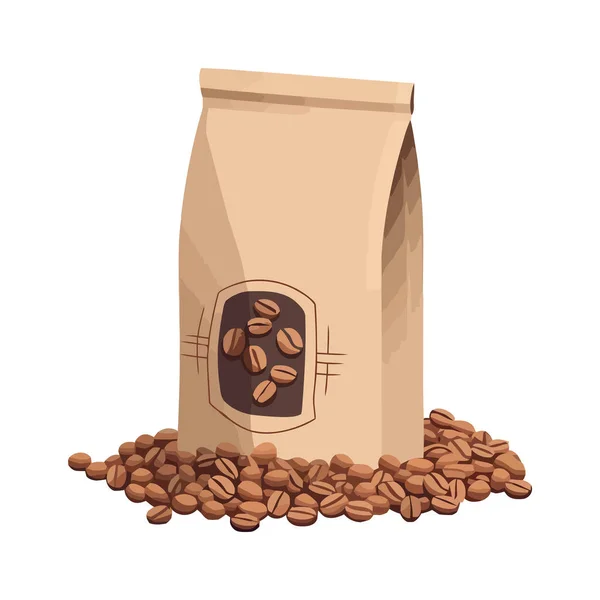 Frischer Kaffee Einer Papiertüte Illustration Symbol Isoliert — Stockvektor