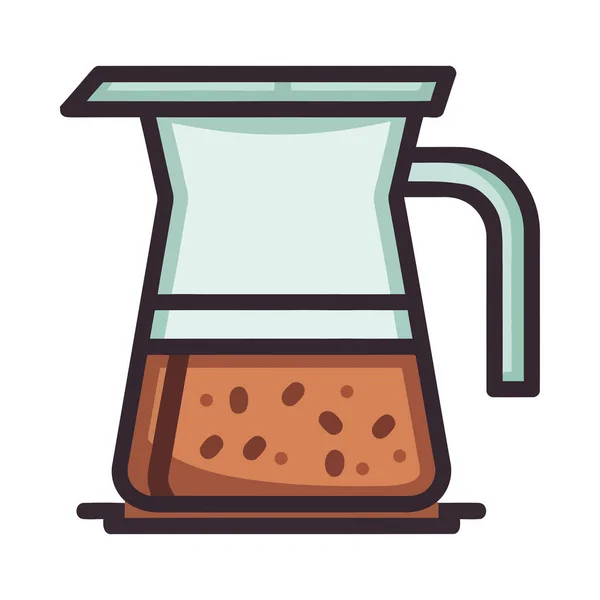 新玻璃杯咖啡壶图标隔离 — 图库矢量图片
