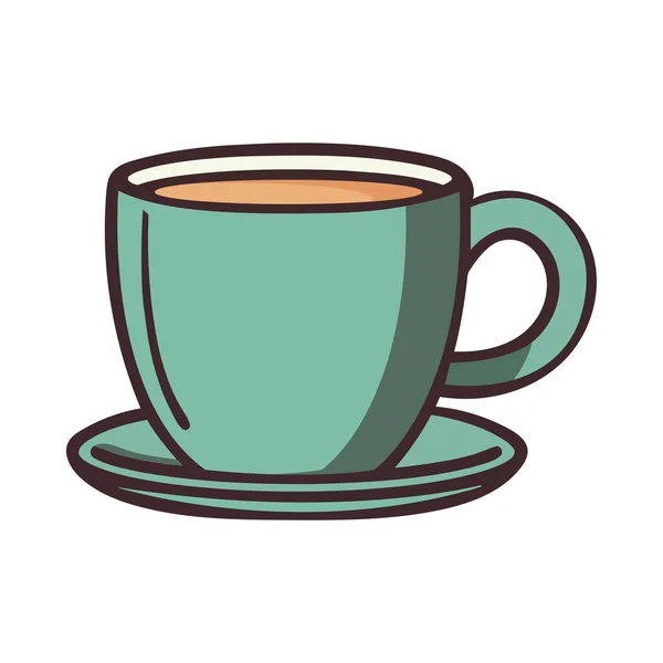 Hot Coffee Mug Saucer Icon Isolated — Stock Vector