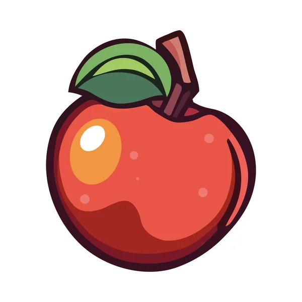 Saftigt Äpple Färskt Från Gårdsikonen Isolerad — Stock vektor