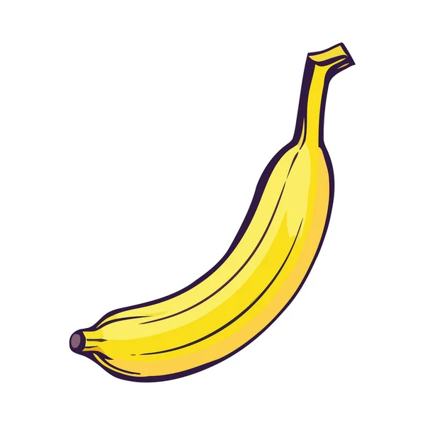 Banana Orgânica Fresca Ícone Lanche Saudável Isolado — Vetor de Stock