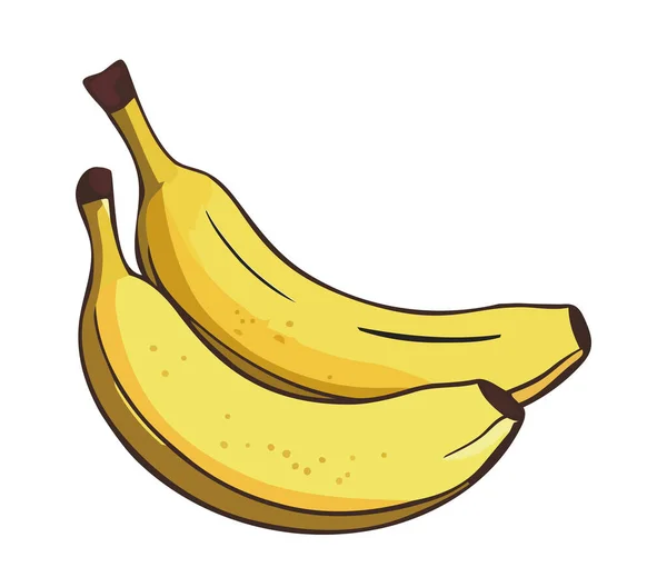 Banana Orgânica Madura Ícone Lanche Saudável Isolado — Vetor de Stock