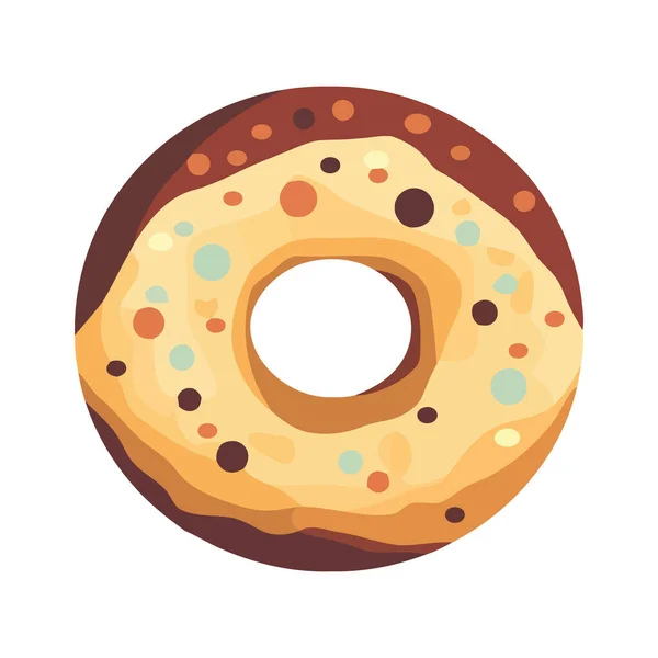 Ícone Donut Doce Com Ícone Decoração Cobertura Chocolate Isolado —  Vetores de Stock