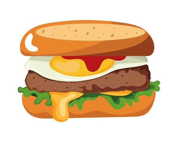 Sandwich Gastronomique Avec Icône Viande Grillée Isolée — Image vectorielle