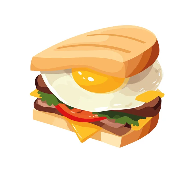 Grilled Sandwich Egg Fresh Vegetables Icon Isolated — Stock Vector