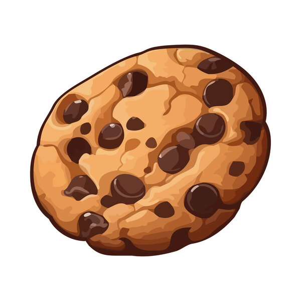 Organic chocolate cookie snack, fresh meal icon isolated