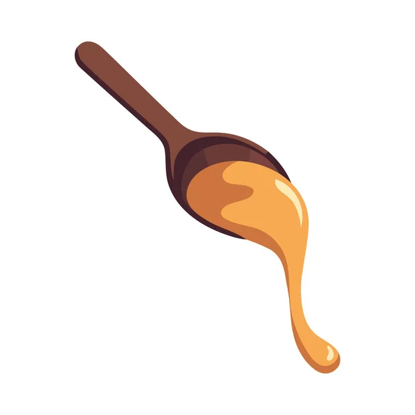 Fresh Honey Pouring Spoon Close Icon Isolated — Stock Vector