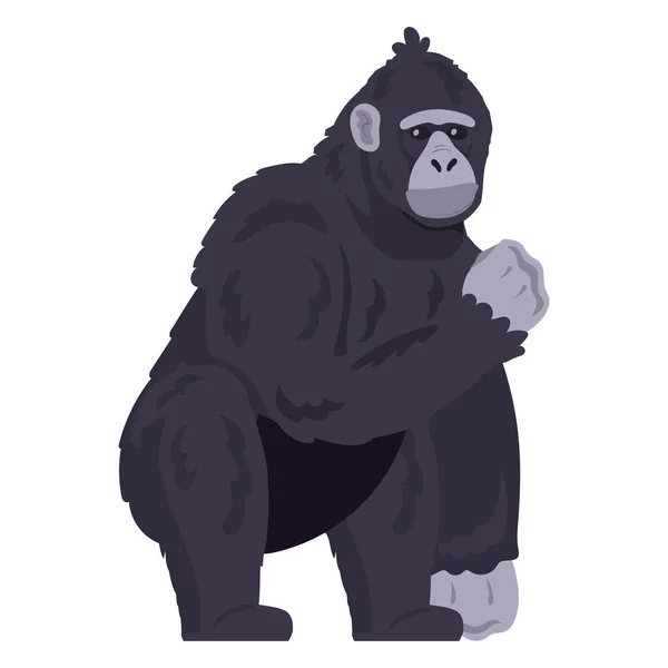 Mono Lindo Animal Sentado Icono Aislado — Vector de stock