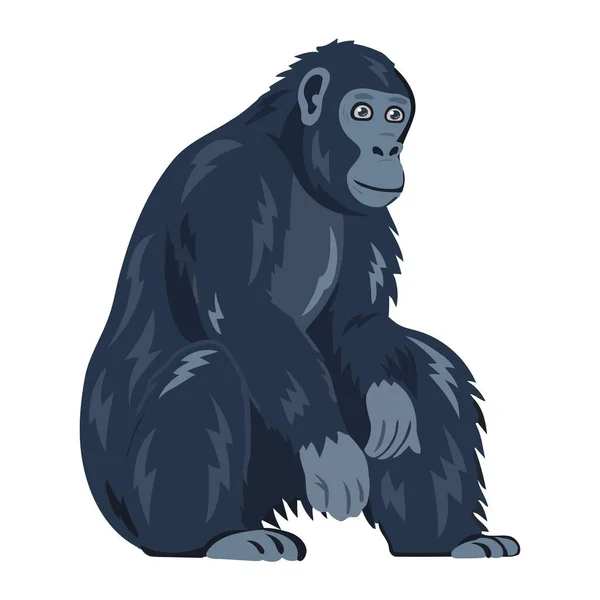 Niedliche Primaten Sitzen Isoliert Ikone Design — Stockvektor