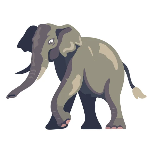 Carino Elefante Icona Piedi Isolato — Vettoriale Stock